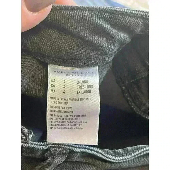 American Eagle Womens Jeans Black Size 4 Xlong Mom Straight Jean distressed - Picture 5 of 6